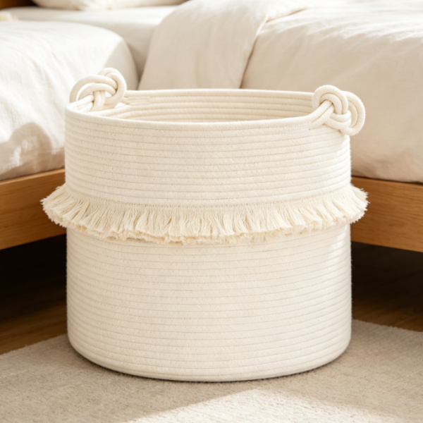Large Cotton Rope Storage Basket for Toys, Laundry, Nursery and Home Organization