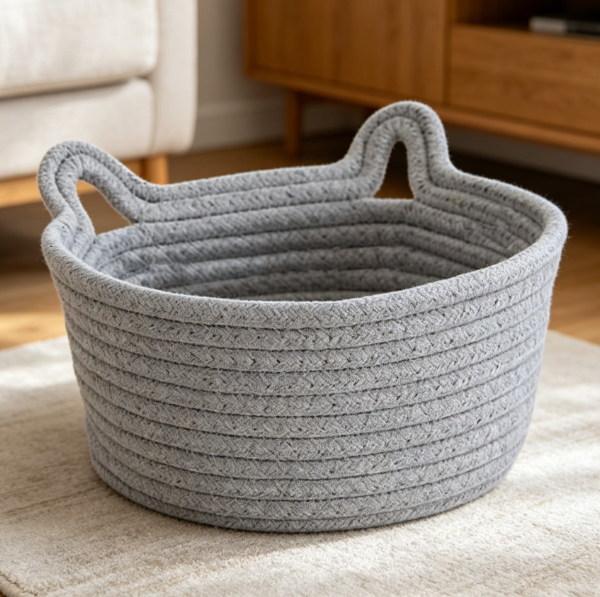 Animal Shape Cotton Rope Storage Basket for Kids Toys, Nursery and Pet Storage