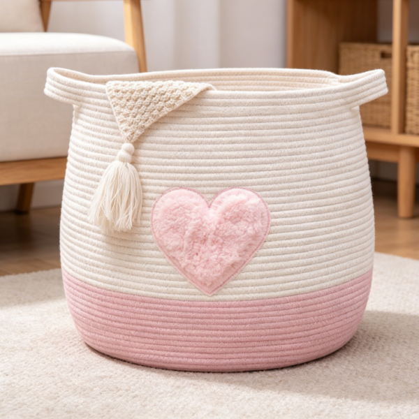 Large Round Cotton Rope Basket for Laundry, Toys and Bedroom Organization