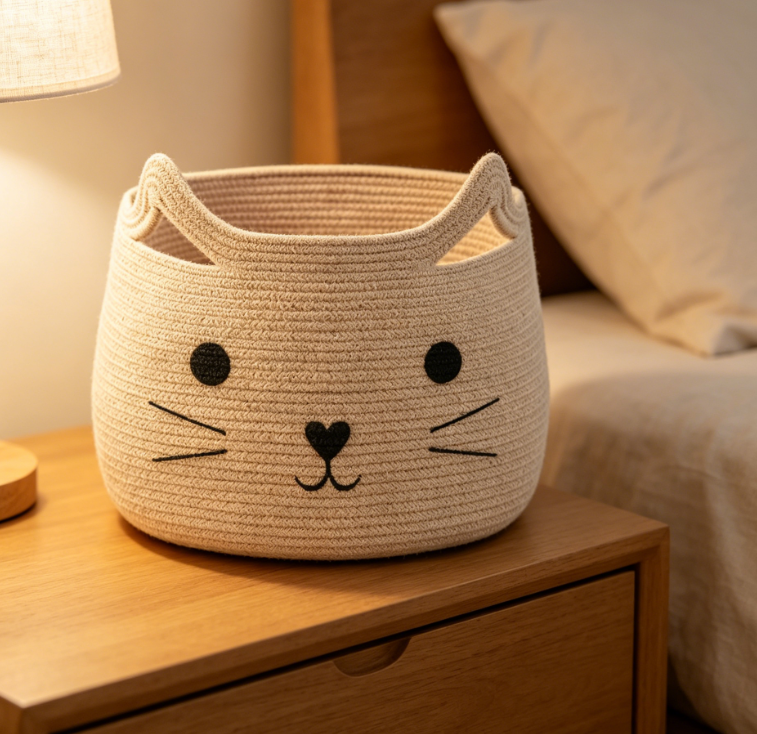 Animal Shape Cotton Rope Storage Basket for Toys, Laundry and Nursery Organization - Image 2