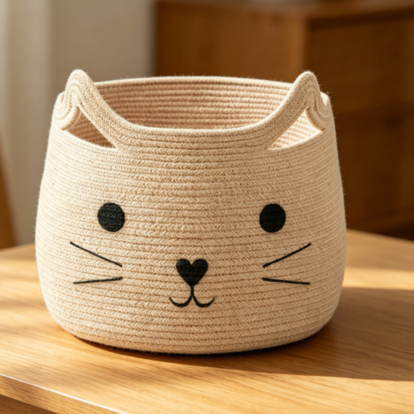 Animal Shape Cotton Rope Storage Basket for Toys, Laundry and Nursery Organization