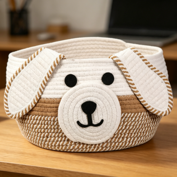 Cotton Rope Dog Toy Storage Basket for Pet Toys and Home Organization