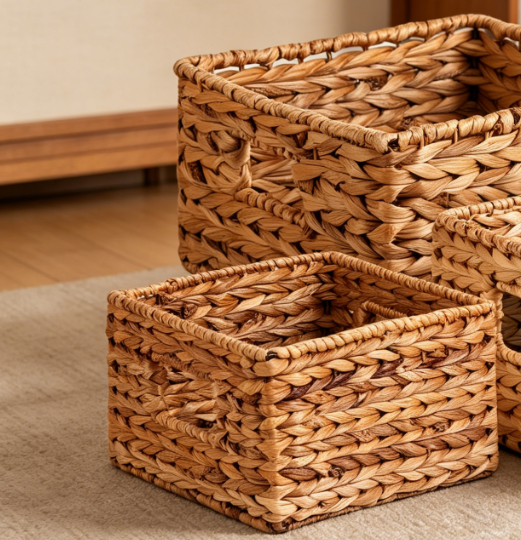Natural Fiber Storage Baskets Set for Shelves, Closet, Pantry and Home Organization - Image 2