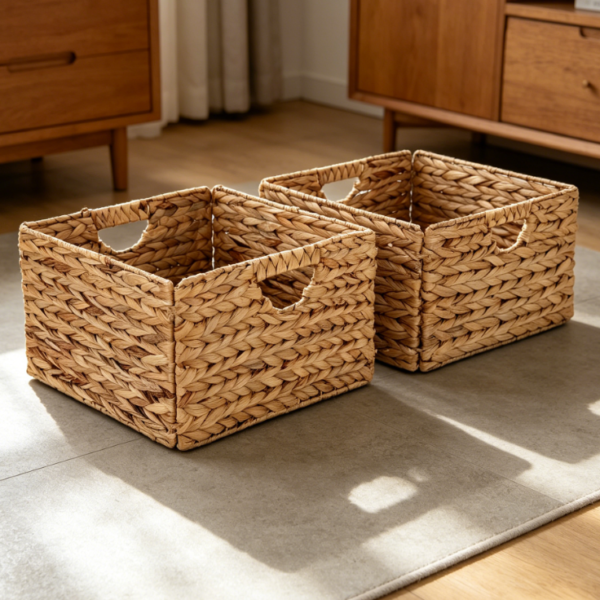 Natural Fiber Laundry Basket with Handles for Clothes and Household Storage