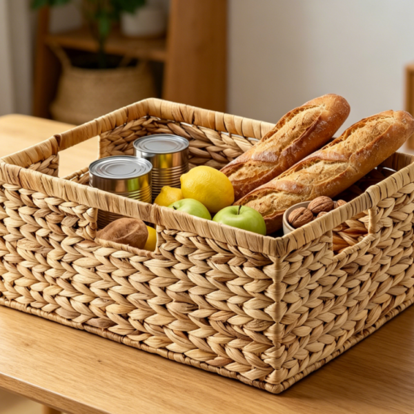 Wicker Storage Basket with Handles for Living Room, Bedroom and Home Organization