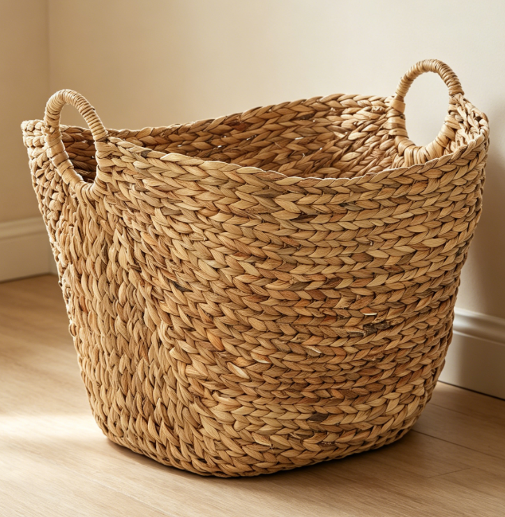 Seagrass Storage Basket with Handles for Blankets, Toys and Living Room Decor - Image 2