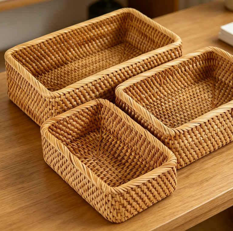 Rattan Storage Baskets Set for Kitchen, Living Room and Home Organization - Image 2