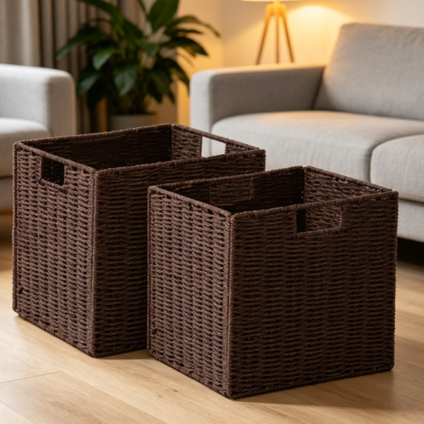 Foldable Cube Storage Baskets Set for Shelves, Closet and Home Organization