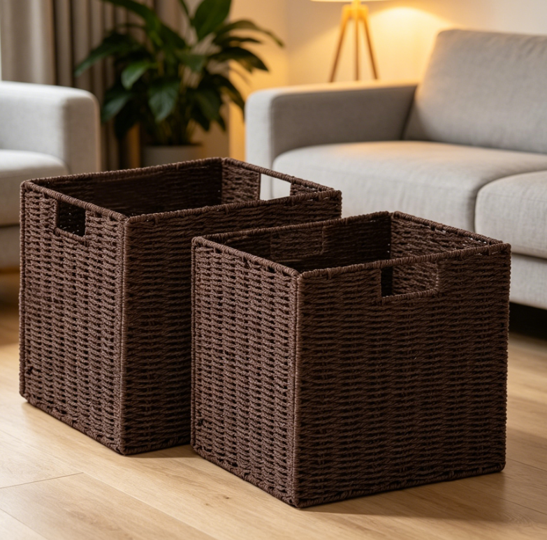 Foldable Cube Storage Baskets Set for Shelves, Closet and Home Organization