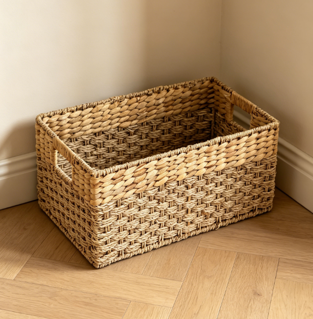 Large Wicker Storage Basket with Handles for Pantry, Closet and Shelf Storage - Image 2