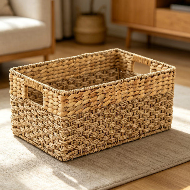 Large Wicker Storage Basket with Handles for Pantry, Closet and Shelf Storage