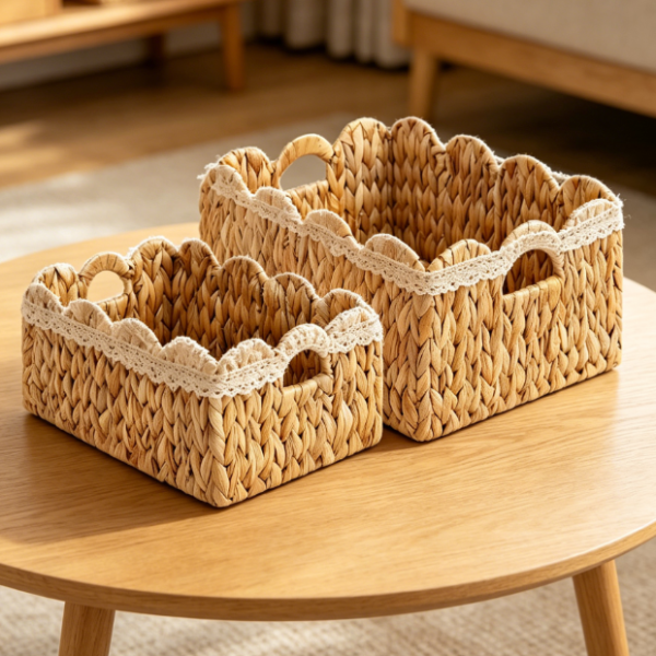 Storage Basket Set with Handles for Shelves, Closet and Home Organization