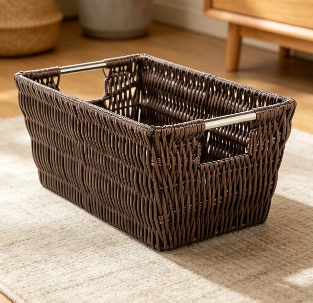 Small Shelf Storage Tote Basket for Bathroom, Bedroom and Home Organization - Image 2