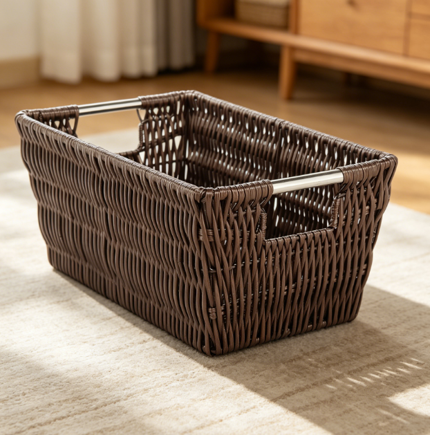 Small Shelf Storage Tote Basket for Bathroom, Bedroom and Home Organization