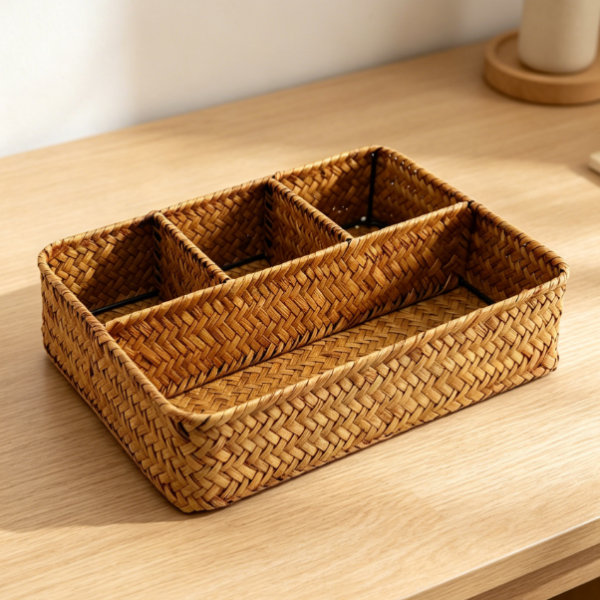 Divided Storage Basket for Tea Bags, Coffee Station and Countertop Organizer