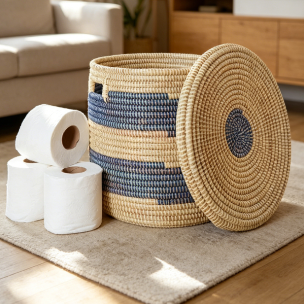 Small Shelf Storage Basket for Bathroom Towels and Home Organization