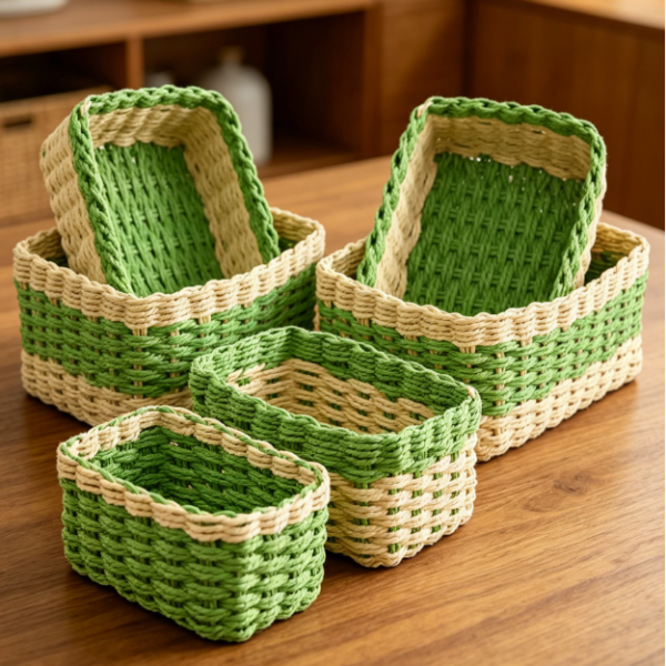 Small Storage Baskets Set for Shelves, Closet and Home Organization