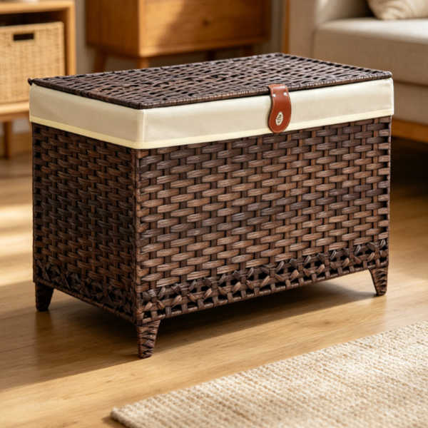 Large Storage Basket with Lid for Wardrobe, Clothes and Home Organization